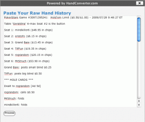 Raw hand history pasted in.